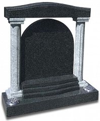 Classically elegant with fluted columns and moulded edges, this traditional style memorial is shown in Imperial White and Regal granite.