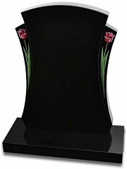 Tulip ornamented black granite memorial.