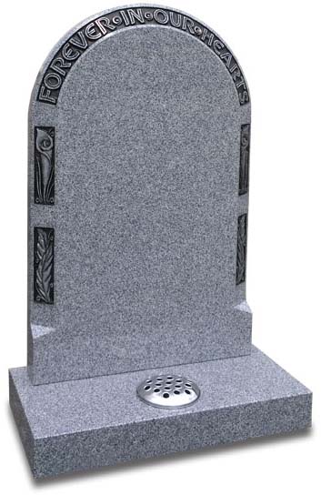 Polished Light Grey Granite headstone with Calla lilly border design