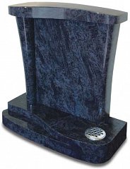 Perfectly balanced with sweeping curves and bullnose edges this distinctive cap and single column memorial is shown in polished Bahama Blue granite.