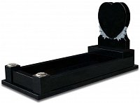 Traditional kerb set memorial featuring a Brinsley head piece, shown in polished Black granite.