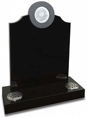 Utilising both polished and sanded finishes, this unique Black granite memorial features an eye catching crystal clear carved glass insert.