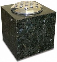 A square vase memorial in Emerald Pearl granite.