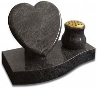 Softly flowing curves complement this heart and turned vase memorial. Shown in polished Bahama Blue granite.