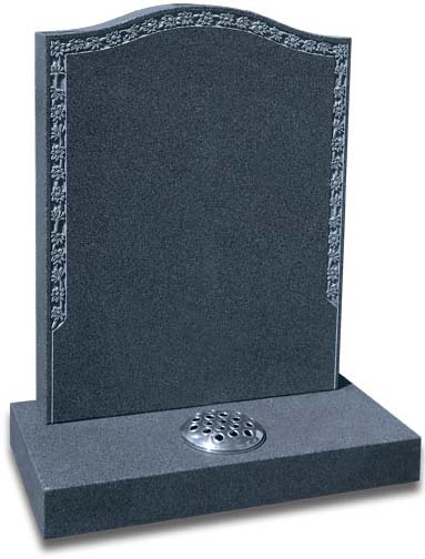 Honed Clerical Grey memorial with deep daisy chain border.