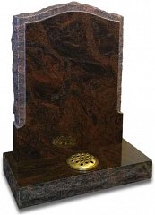 Ogee shaped memorial featuring rustic edges and pitched margin. Shown in polished Aurora granite.