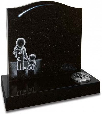 Black Galaxy granite with a stargazing etching.