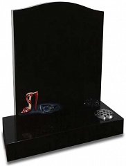 Adorned with Swarovski crystals, the flamboyant artwork on this ogee shaped memorial can be customised with your own choice of initials. Shown in polished Black granite.