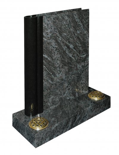 A closed book design memorial made from granite.