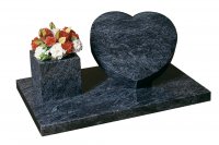 An Indian Bahama Blue, heart shaped tablet memorial.