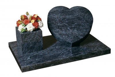 An Indian Bahama Blue, heart shaped tablet memorial.