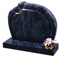 A Bahama Blue granite memorial with a twin cushioned heart design.
